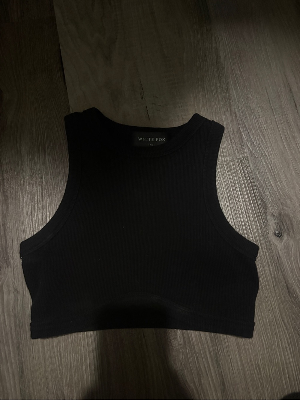 White Fox Boutique Black Ribbed High-Neck Crop Tank